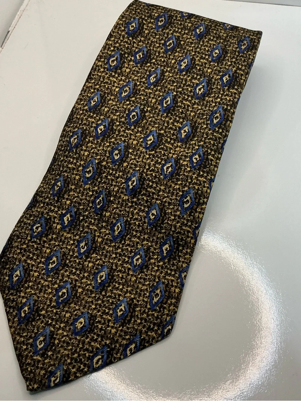 Robert Talbott Studio Brown Tie with Blue Diamond Motif